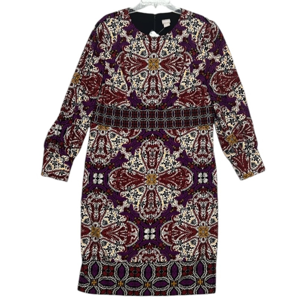 Chico’s Sz 3 US 16/18 Sheath Midi Dress Medallion Print Warm Multi Colored NWT